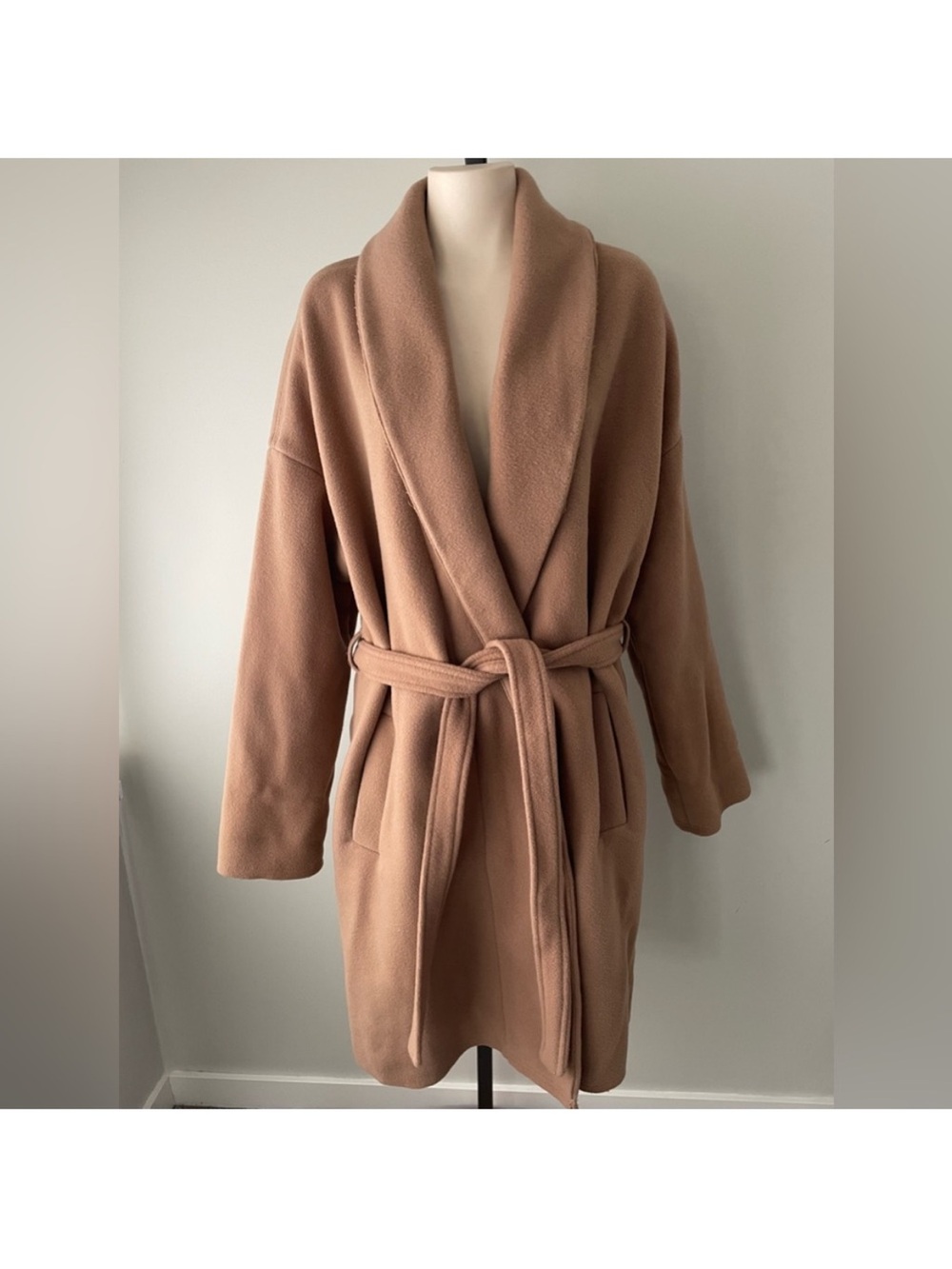 GAP Camel Shawl Collar Belted Coat Large Tall